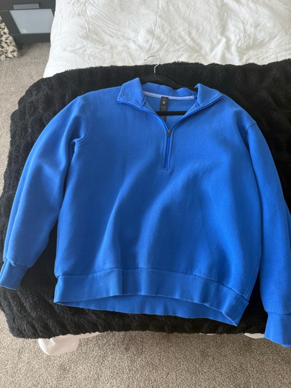 Blue Quarter-Zip Fleece Pullover Sweater